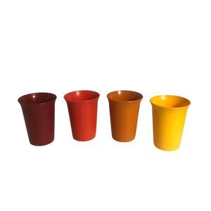 Vintage TUPPERWARE Childs Set of 4 Red Orange Yellow Rust 6 oz Tumblers Glasses
